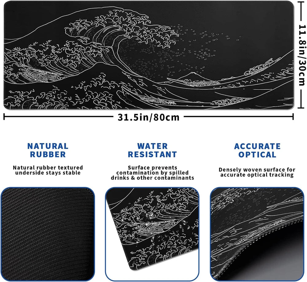 Japanese Wave Gaming Desk Mat