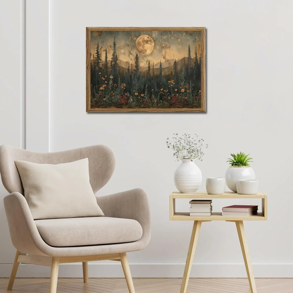 Textured Moon Forest Wall Art