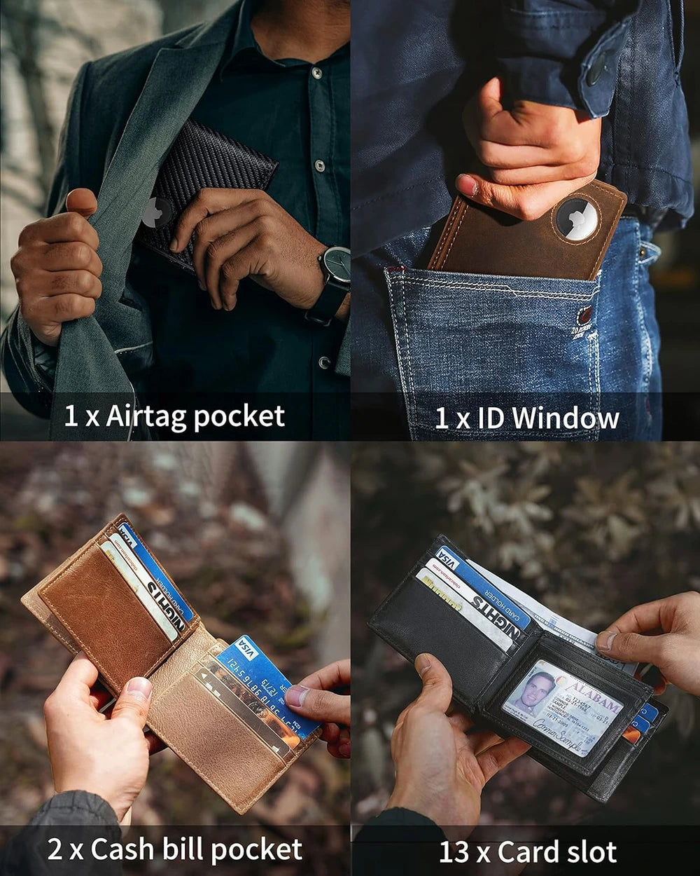 Leather Airtag Bifold Wallet
