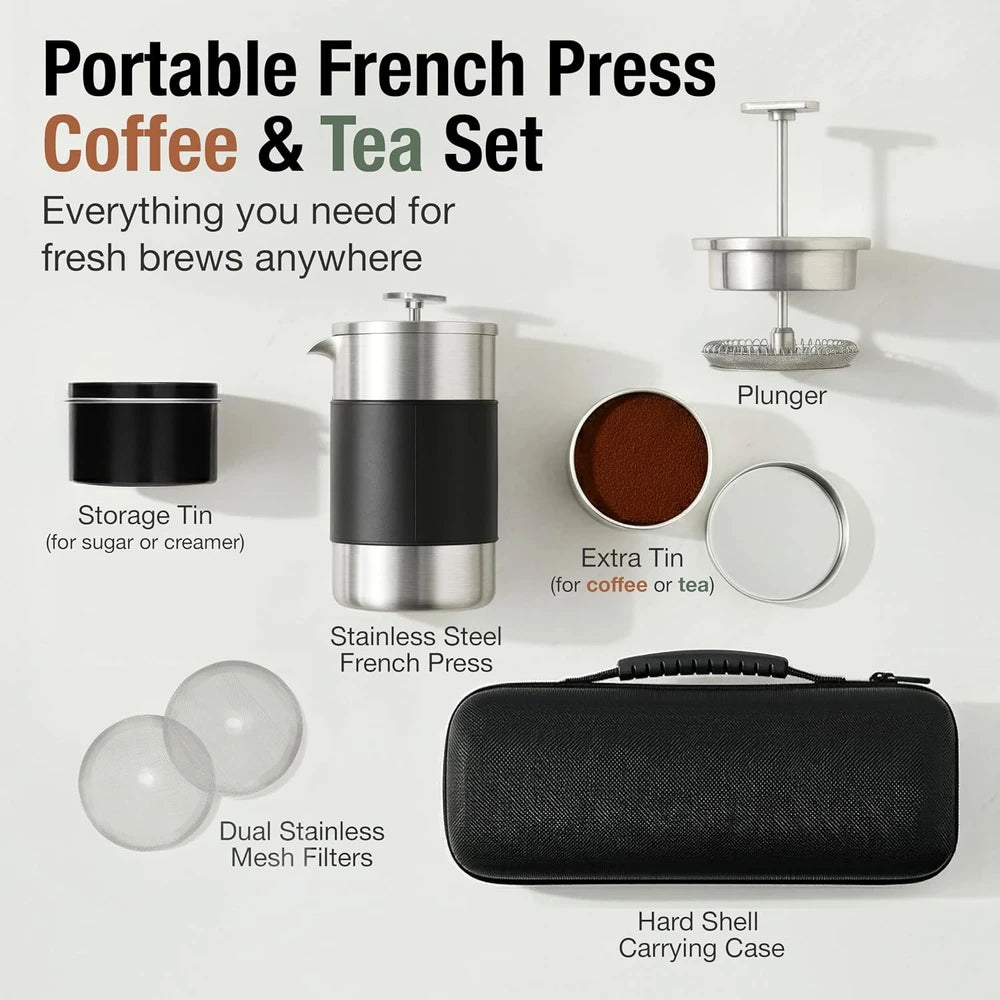 Portable Stainless French Press Set