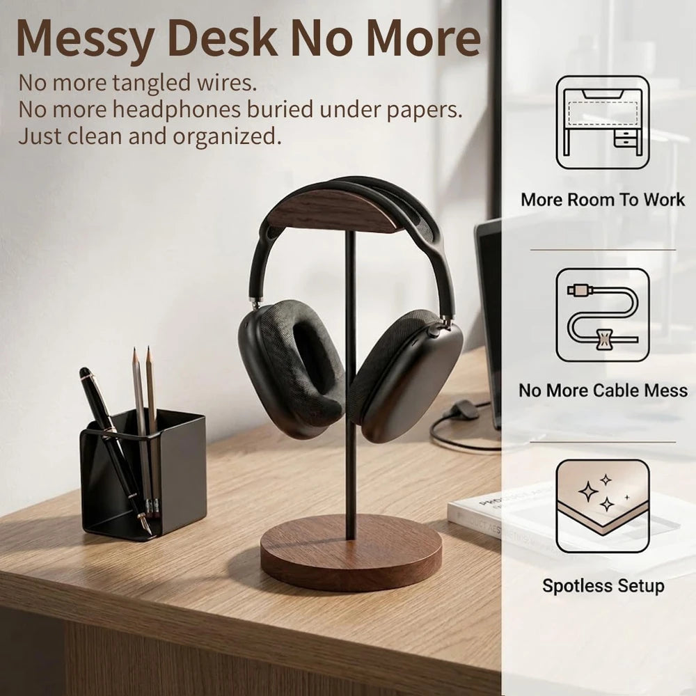 Minimalist Wooden Headphone Stand